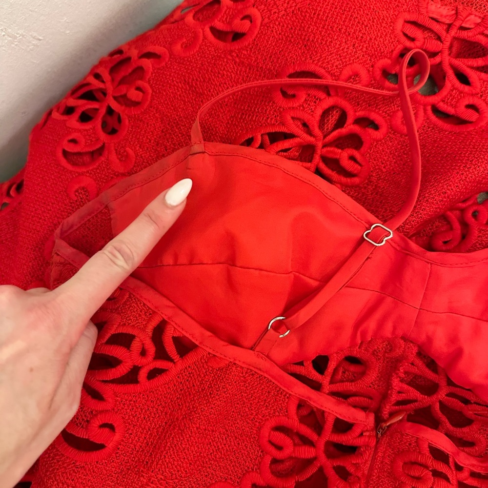 ABS Allen Schwartz Eden Bustier dress red lace size 6 M Anthropologie - Picture 3 of 5